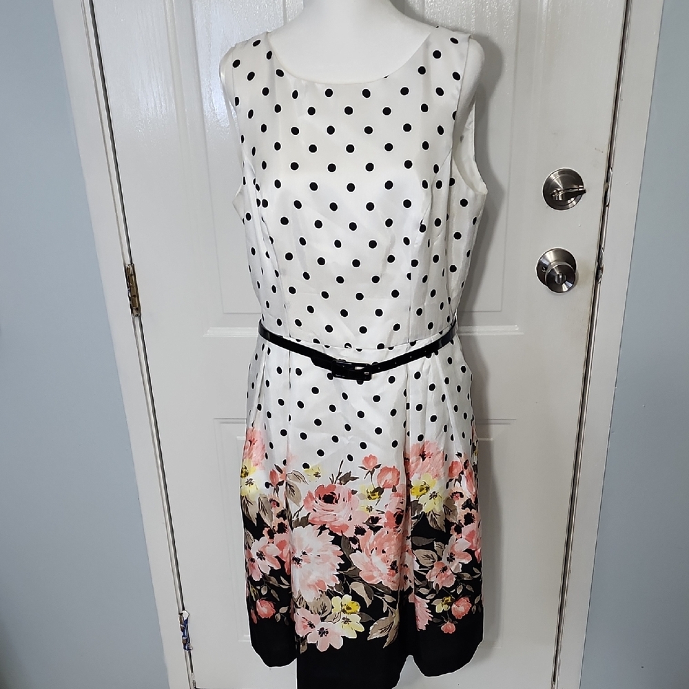 Jessica Howard Polka Dot and Floral Midi Dress